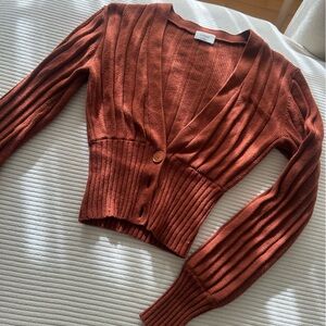 Aritzia Wilfred Plunge Cardigan 2XS Burnt Orange